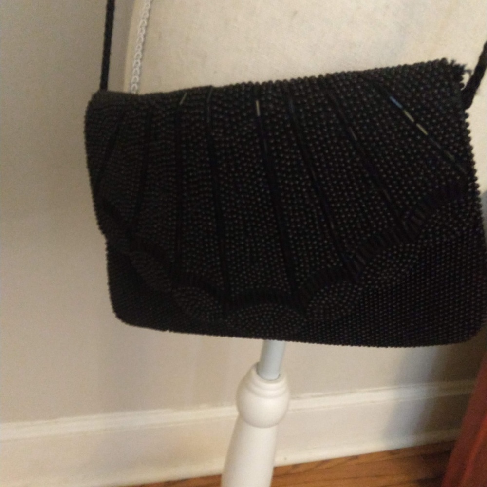 Black beaded evening bag